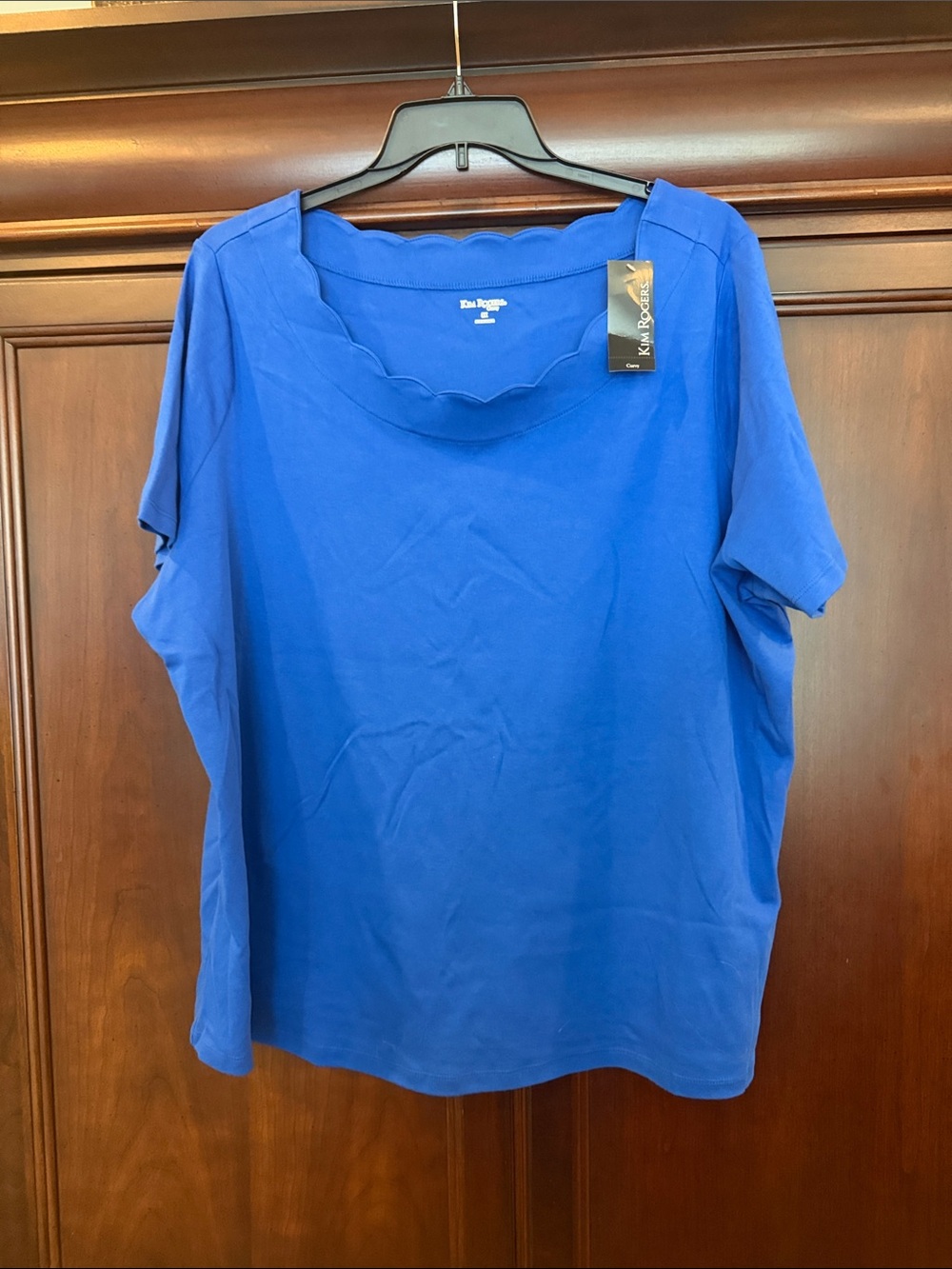 Kim Rogers Royal Blue Scallop Neck Short Sleeve Tee